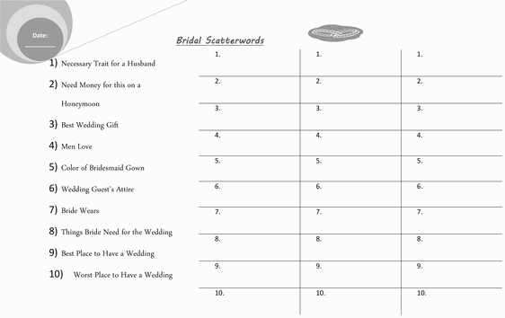 Product picture Scatterwords -Bridal Shower Game